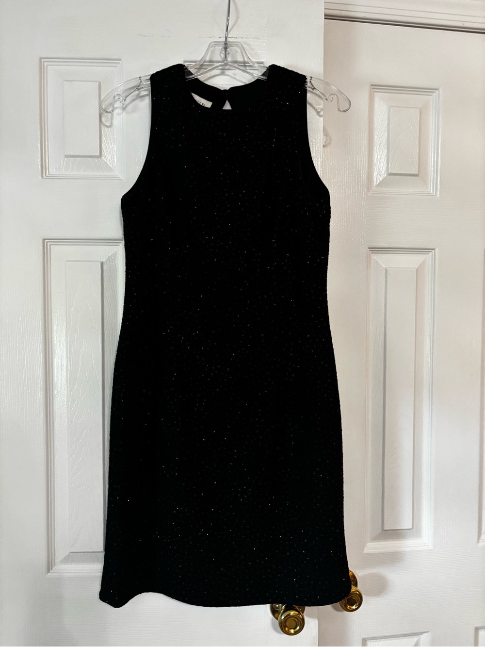 Vintage David Warren Black Sparkle Sleeveless Shift Dress size 6
